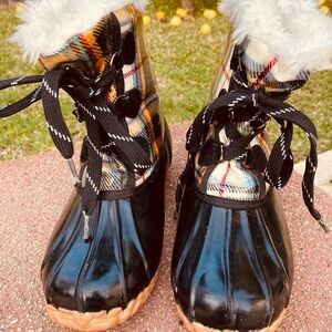 SPORTO ORIGINAL DUCK BOOTS WOMEN’S 9 PLAID FAUX FUR LINED WINTER SNOW BOOTS